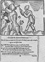 G�rnik przy pracy - rycina z ksi��ki Walentego Ro�dzie�skiego Officina ferraria (1612)