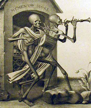 Taniec śmierci.Ilustracja z holenderskiej książki z 1850 r. (fot. Wikimedia) Taniec śmierci.Ilustracja z holenderskiej książki z 1850 r. (fot. Wikimedia)